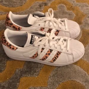 Adidas Superstar Leather & Leopard Print Sneakers